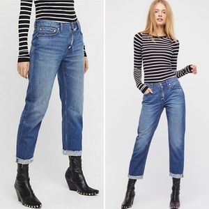 Free People Rip Zip Slim Boyfriend Jeans 26